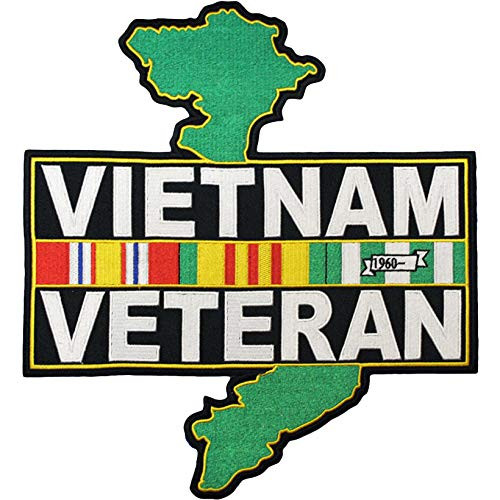 United States Military Vietnam Veteran Service Ribbon and Country Outline Embroidered 12 ExtraLarge Patch