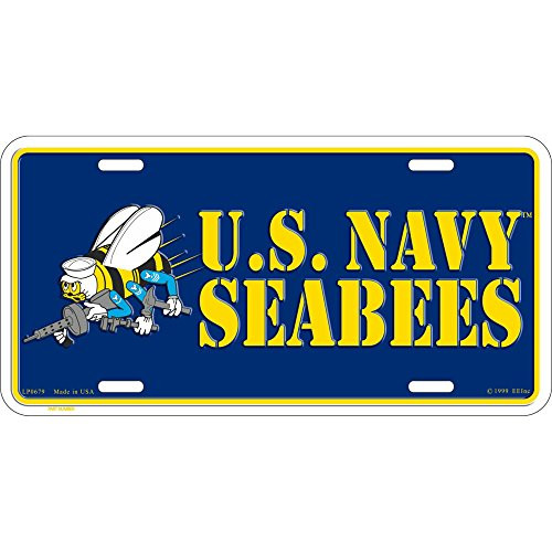 Artisan Owl United States Navy Seabees USN Automobile Metal License Plate Including Fastener Screws