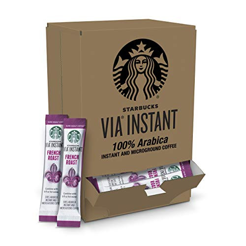 Starbucks VIA Instant Coffee Dark Roast Packets  French Roast  1 box 50 packets