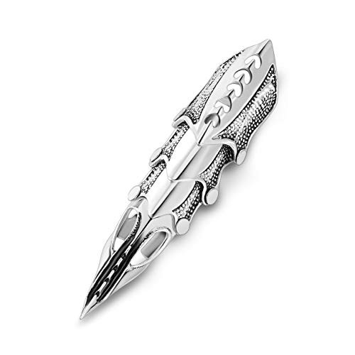 PiercingJ Mens Knuckle Joint Full Finger Double Ring Punk Rock Gothic Hinged Activity Rings Halloween Cosplay Costume Accessories Jewelry