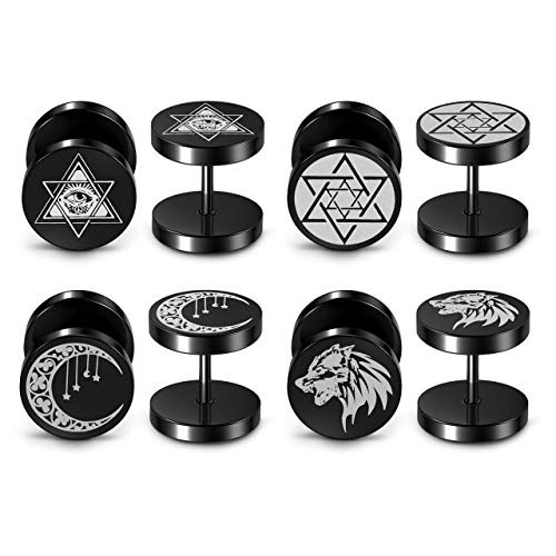 PiercingJ 4 Pairs Stainless Steel Black Stud Earrings Faux Fake Gauges Earrings Hexagram Wolf Moon All Seeing Eye Stud Earrings Cheater Fake Ear Plugs Gauges Illusion Tunnel PiercingJ 4 Pairs Stainless Steel Black Stud Earrings Faux Fake Gauges Earrings Hexagram Wolf Moon All Seeing Eye Stud Earrings Cheater Fake Ear Plugs Gauges Illusion Tunnel