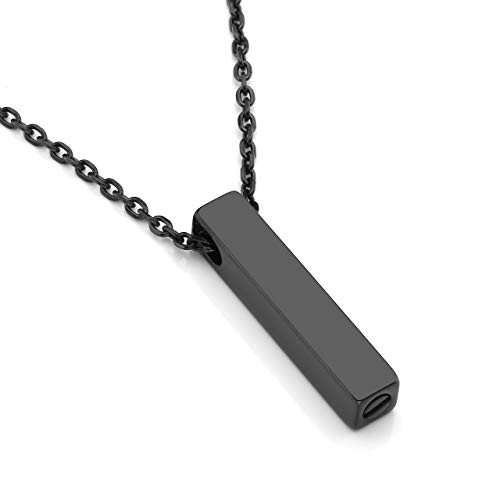 PiercingJ Free Engraving Personalized Custom Stainless Steel Urn Memorial Pendant Bar Necklace Bottle Locket Memorial Ash Keepsake Cremation Jewelry Funnel Fill Kit  Box