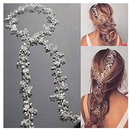 Unicra Wedding Bridal Crystal Long Hair Vines Headbands Wedding Headpiece Hair Accessories for Brides and Bridesmaids Rose Gold