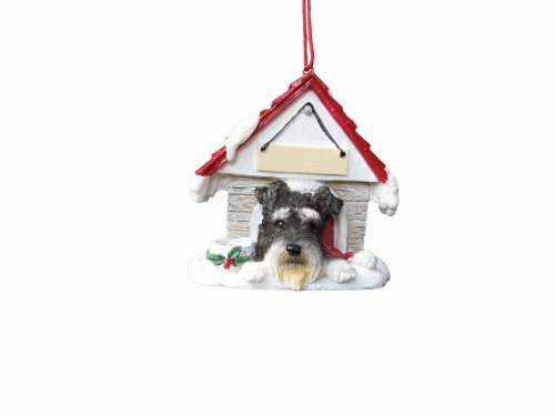 Schnauzer, Uncropped Ornament A Great Gift For Schnauzer, Uncropped Owners Hand Painted and Easily Personalized "Doghouse Ornament" With Magnetic Back