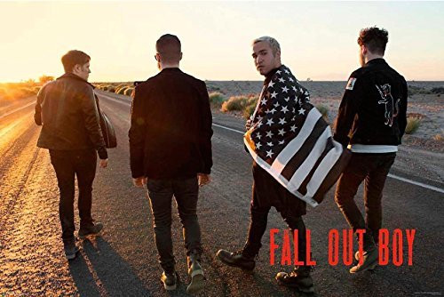 Buyartforless Fall out Boy -Group with Flag 36x24 Art Print Poster American Beauty/American Psycho