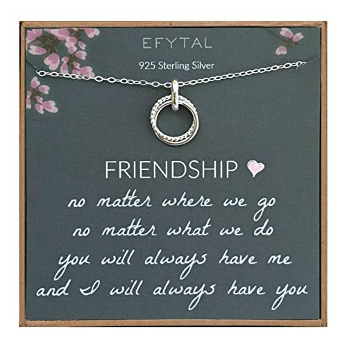 EFYTAL Best Friend Gifts Sterling Silver Studded Ring Interlocking Circles Necklace Friendship Necklaces Bridesmaid Gift Pendant Jewelry for Her EFYTAL Best Friend Gifts Sterling Silver Studded Ring Interlocking Circles Necklace Friendship Necklaces Bridesmaid Gift Pendant Jewelry for Her