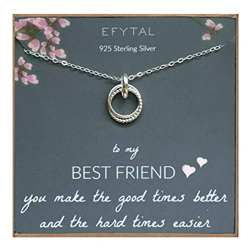 EFYTAL Best Friend Gifts Sterling Silver Studded Ring Interlocking Infinity Circles Necklace Friendship Necklaces Jewelry Gift for BFF EFYTAL Best Friend Gifts Sterling Silver Studded Ring Interlocking Infinity Circles Necklace Friendship Necklaces Jewelry Gift for BFF