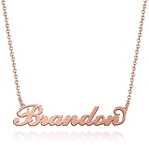 SOUFEEL Brandon Name Necklaces Pendant Stainless Steel Rose Gold Custom Necklace Personalized Nameplate Gifts for Women Girls