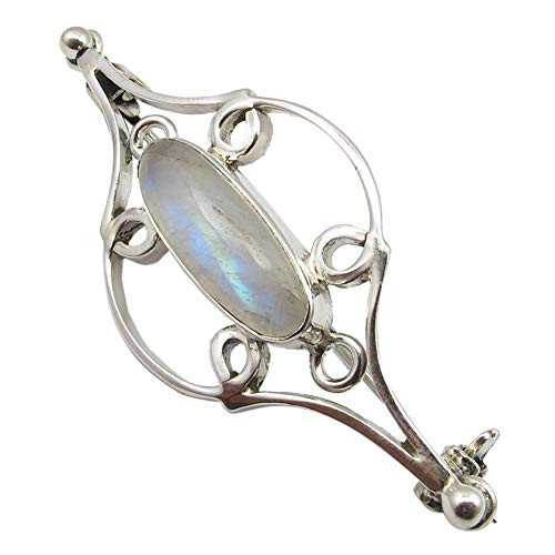 SilverStarJewel 925 Solid Silver Rainbow Moonstone Brooch 51 cm Gemstone Jewelry SilverStarJewel 925 Solid Silver Rainbow Moonstone Brooch 51 cm Gemstone Jewelry
