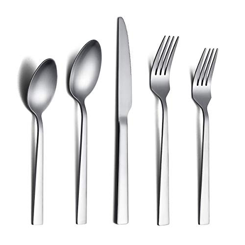 Berglander Matte Flatware Set 20 Piece Stainless Steel Silverware Matte Finish Lead Free Matte Cutlery Set Service For 4