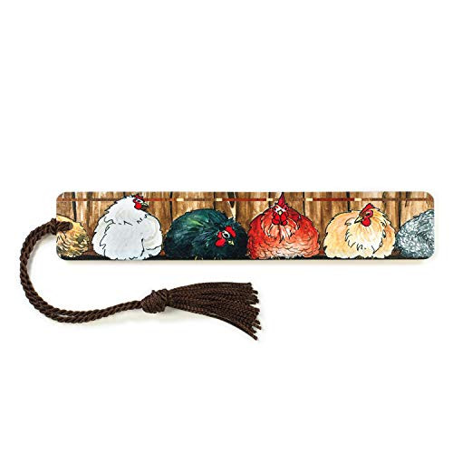 Chickens Art by Christi Sobel on Solid Wooden Bookmark with Tassel  Search B071HFBPDX to See Personalized Version