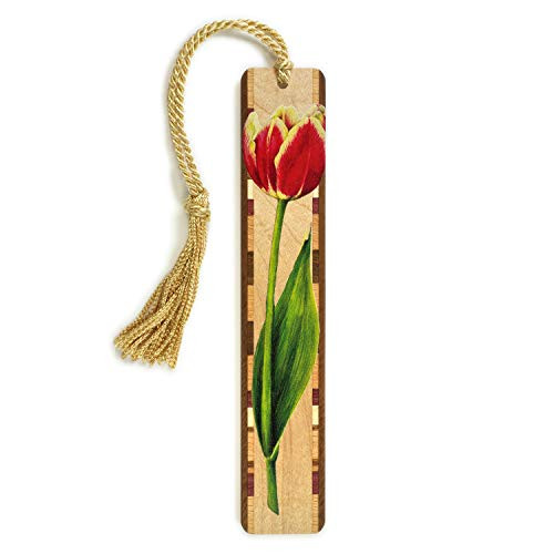 Mitercraft Tulip  Art by Christi Sobel on Solid Wooden Bookmark with Tassel  Personalized Version Also Available  Search B071VMM6CY