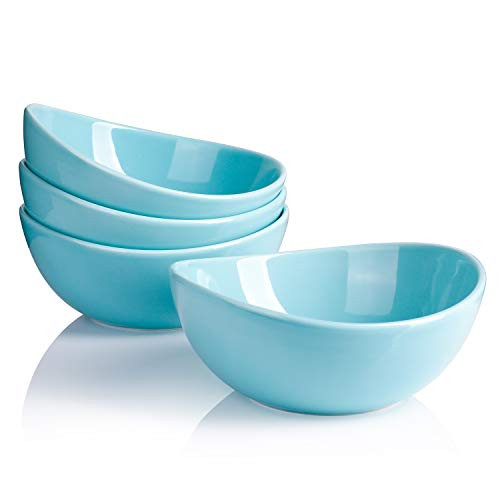 Sweese 102402 Porcelain Bowls  18 Ounce for Cereal Salad Dessert  Set of 4 Turquoise