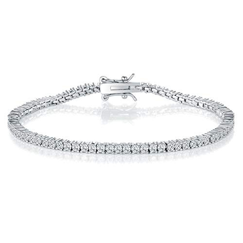 GMESME 18K White Gold Plated 20 Round Cubic Zirconia Classic Tennis Bracelet 75 Inch for Women Men GMESME 18K White Gold Plated 20 Round Cubic Zirconia Classic Tennis Bracelet 75 Inch for Women Men
