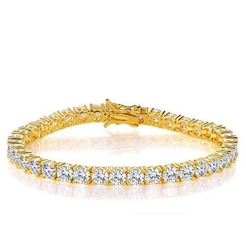 GMESME 18K Yellow Gold Plated 50 Round Cubic Zirconia Classic Tennis Bracelet 75 Inch GMESME 18K Yellow Gold Plated 50 Round Cubic Zirconia Classic Tennis Bracelet 75 Inch