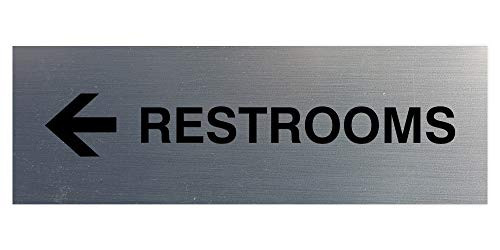 Signs ByLITA Basic Restrooms Left Arrow Directional Sign Brushed Silver  Small