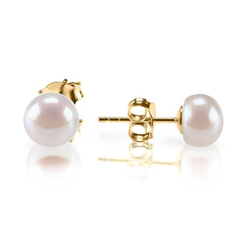 PAVOI Sterling Silver Freshwater Cultured Stud Pearl Earrings  65mm AAA Quality