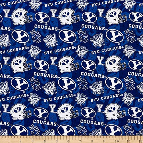 Sykel Enterprises NCAA Brigham Young University 1178 Tone on Tone NavyWhite Fabric by the Yard Sykel Enterprises NCAA Brigham Young University 1178 Tone on Tone NavyWhite Fabric by the Yard
