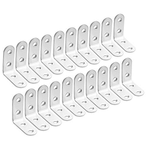 TOUHIA 40mmx40mmx2mm Stainless Steel Corner Brace,L Shape Right Angle Support Brackets Joint Fastener(20Pcs)