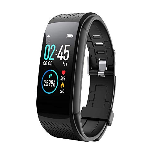 Walkercam Fitness Activity Tracker with Heart Rate Monitor Waterproof Pedometer Smartwatch with Sleep Monitor Black