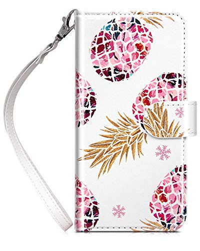 Dailylux iPhone 6S CaseiPhone 6 CaseiPhone 6S Wallet Case Flower Premium Soft PU Leather Closure Flip Cover with 9 Card Slot Luxury Bling Case for Apple iPhone 66s 47 Pineapple Color