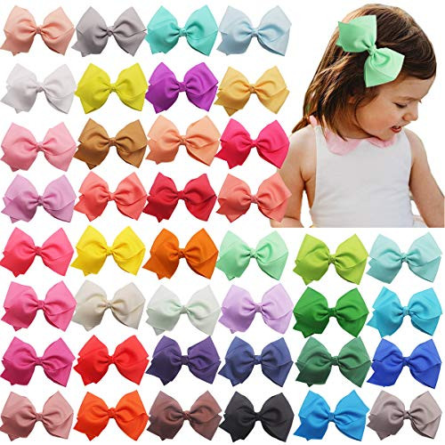 40PCS 45Inch Hair Bows Clips Grosgrain Ribbon Bows Alligator Hair Clips Pinwheel Hair Bows Hair Accessories for Baby Girls Toddlers Kids Teens 40PCS 45Inch Hair Bows Clips Grosgrain Ribbon Bows Alligator Hair Clips Pinwheel Hair Bows Hair Accessories for Baby Girls Toddlers Kids Teens