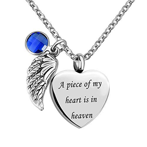 LovelyCharms Love Heart Angel Wings Urn Necklace for Ashes Stainless Steel Keepsake Memorial Cremation September LovelyCharms Love Heart Angel Wings Urn Necklace for Ashes Stainless Steel Keepsake Memorial Cremation September