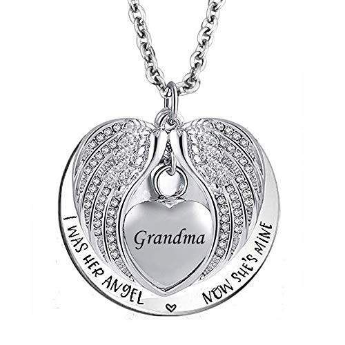 LovelyCharms Angel Wings Heart Urn Necklace for Ashes Stainless Steel Keepsake Memorial Cremation Grandma LovelyCharms Angel Wings Heart Urn Necklace for Ashes Stainless Steel Keepsake Memorial Cremation Grandma