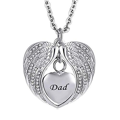 LovelyCharms Angel Wings Love Heart Urn Necklace for Ashes Stainless Steel Keepsake Memorial Cremation DAD LovelyCharms Angel Wings Love Heart Urn Necklace for Ashes Stainless Steel Keepsake Memorial Cremation DAD