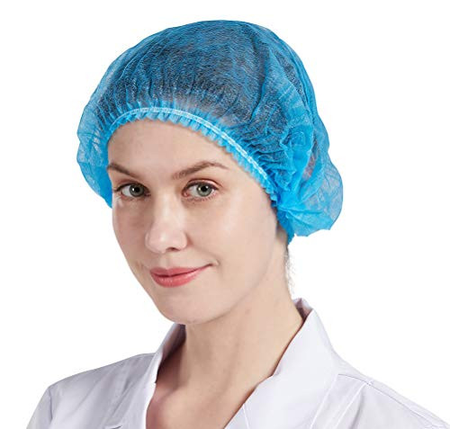 Nanxson 100 Pcs Disposable Bouffant CapsFood Service Hair NetsHair Head Cover Net for Spas SalonsFactoryFood CF9044 1 Pack100 Pieces Blue