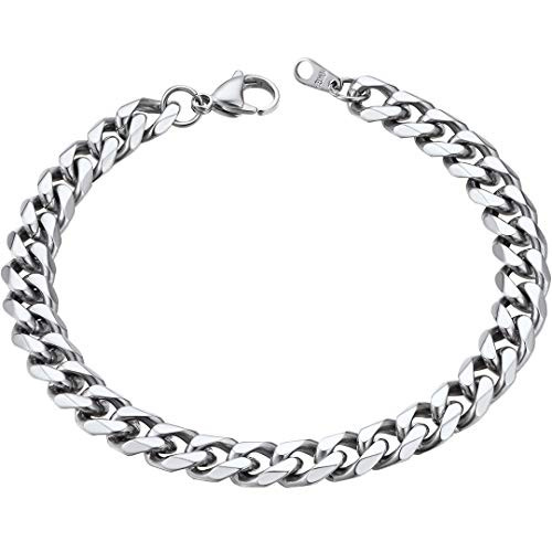 Mens Bracelet 9MM Wide Chain 316L Stainless Steel Punk Curb Cuban Link Bracelet 83 Mens Bracelet 9MM Wide Chain 316L Stainless Steel Punk Curb Cuban Link Bracelet 83