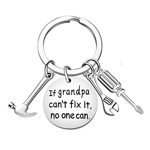 Fathers Day Uncle Grandpa papa Keychain Gift from Daughter Son Family Jewelry If Dad papa Cant Fix It No One Can Grandpa