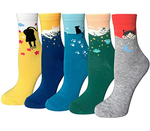 Chalier 5 Pairs Womens Funny socks Cozy Cute Printed Patterned Fun Socks Novelty Cat Socks for Women Gifts Chalier 5 Pairs Womens Funny socks Cozy Cute Printed Patterned Fun Socks Novelty Cat Socks for Women Gifts