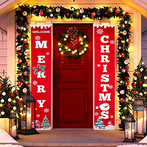 Christmas Porch Decorations for Home Merry Christmas Banner Welcome Sign for Front Door Christmas Hanging Decorations Indoor Outdoor Fireplace Wall Decor Christmas Porch Decorations for Home Merry Christmas Banner Welcome Sign for Front Door Christmas Hanging Decorations Indoor Outdoor Fireplace Wall Decor