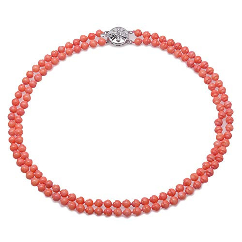 JYX Double Strands Coral Necklace 665mm Orange Red Coral Long Sweater Necklace for Women 19 orange3 JYX Double Strands Coral Necklace 665mm Orange Red Coral Long Sweater Necklace for Women 19 orange3