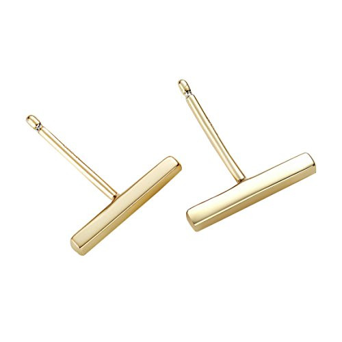 SLeaf Dainty Bar Earrings Studs Sterling Silver Square Flat Bar Stud Earrings Minimalism 14k Gold Plated Earrings