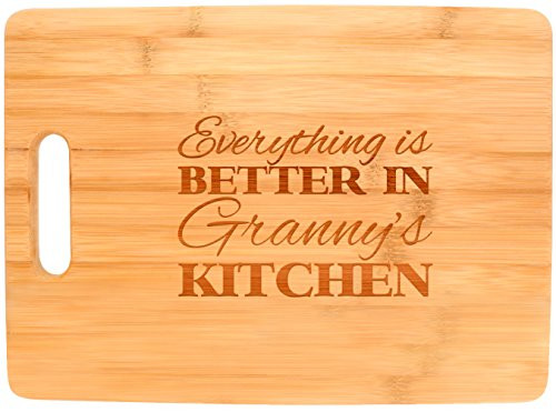 Everything Is Better in Grannys Kitchen Decor Grandma Gift Big Rectangle Bamboo Cutting Board Bamboo