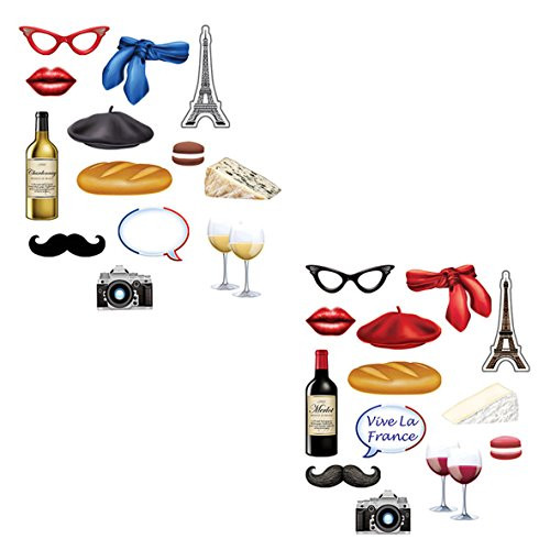 Beistle 54797 French Photo Fun Signs, 28 Piece 3.5" - 12" Multicolor