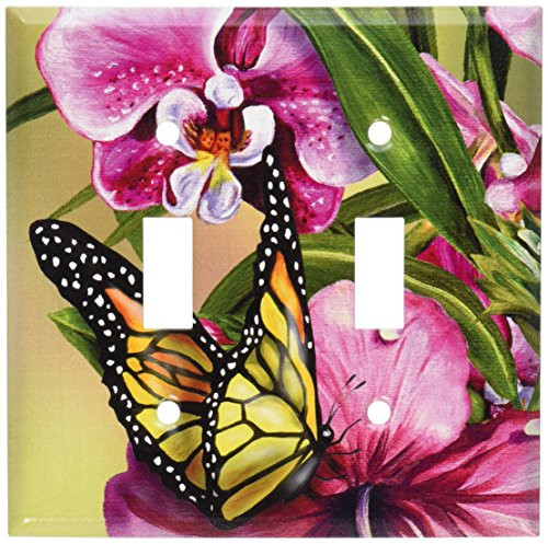 Art Plates - Monarch & Flowers Switch Plate - Double Toggle