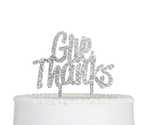 Give Thanks Cake Topper Thanksgiving Cake Decorations Thankful Sign Decor Silver