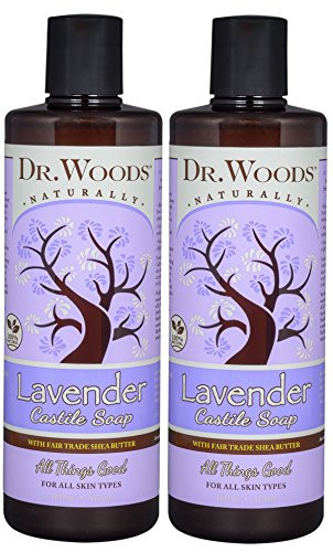 Dr Woods Pure Lavender Castile Soap with Organic Shea Butter 32 Ounce 16 oz Pack of 2