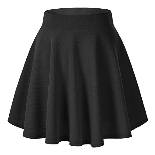 Urban CoCo Womens Basic Versatile Stretchy Flared Casual Mini Skater Skirt XS Black