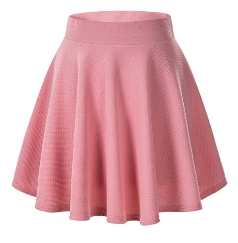 Urban CoCo Womens Basic Versatile Stretchy Flared Casual Mini Skater Skirt Small Pink