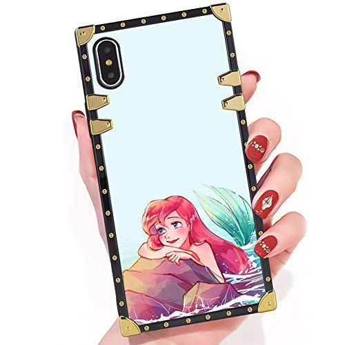 DISNEY COLLECTION iPhone Xs Case Little Mermaid Ariel Disney Square Phone Case Cover Soft TPU 360 Degree Luxury Shockproof Protective Case Compatible for iPhone Xs 58 Inch