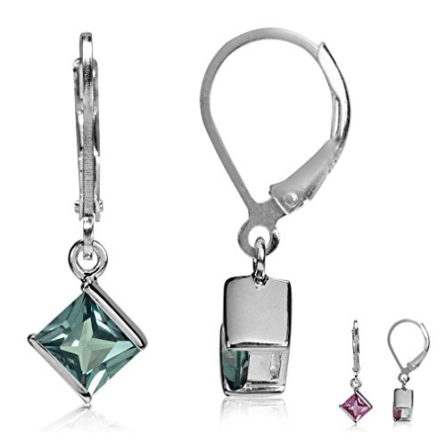 Silvershake 5mm Square Shape Simulated Color Change Alexandrite 925 Sterling Silver Leverback Dangle Earrings Silvershake 5mm Square Shape Simulated Color Change Alexandrite 925 Sterling Silver Leverback Dangle Earrings