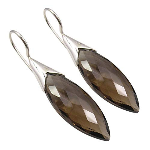 SilverStarJewel Facetted Smoky Quartz Earrings 17 925 Pure Silver Factory Direct