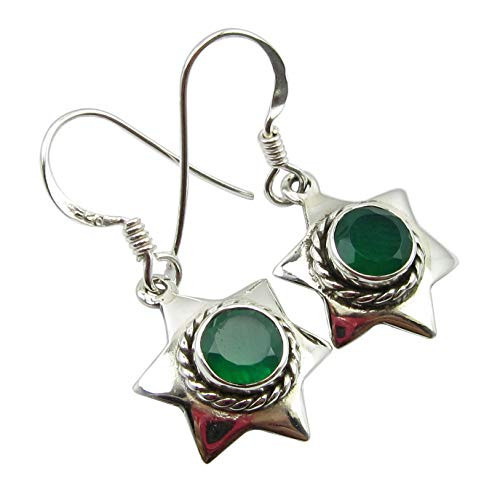 SilverStarJewel 925 Sterling Silver Cut Green Onyx Star Earrings 12 Gemstone Jewelry SilverStarJewel 925 Sterling Silver Cut Green Onyx Star Earrings 12 Gemstone Jewelry