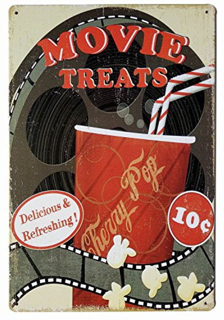 ERLOOD Movie Treats Vintage Funny Home Decor Tin Sign Retro Metal Bar Pub Poster 8 x 12 ERLOOD Movie Treats Vintage Funny Home Decor Tin Sign Retro Metal Bar Pub Poster 8 x 12