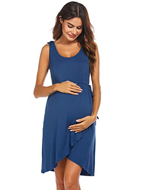Ekouaer Breastfeeding Dress Maternity Nightgown Pregnant Nursing Nightdress Blue Large Ekouaer Breastfeeding Dress Maternity Nightgown Pregnant Nursing Nightdress Blue Large