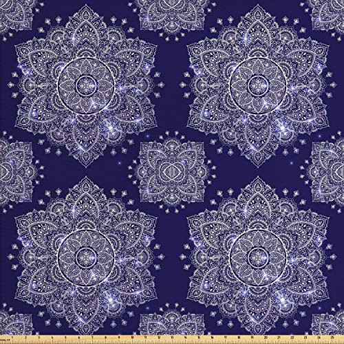 Ambesonne Ethnic Fabric by The Yard Floral Ornament Round Mandala Paisley Inspired Retro Style Decorative Fabric for Upholstery and Home Accents 2 Yards Blue Indigo Ambesonne Ethnic Fabric by The Yard Floral Ornament Round Mandala Paisley Inspired Retro Style Decorative Fabric for Upholstery and Home Accents 2 Yards Blue Indigo